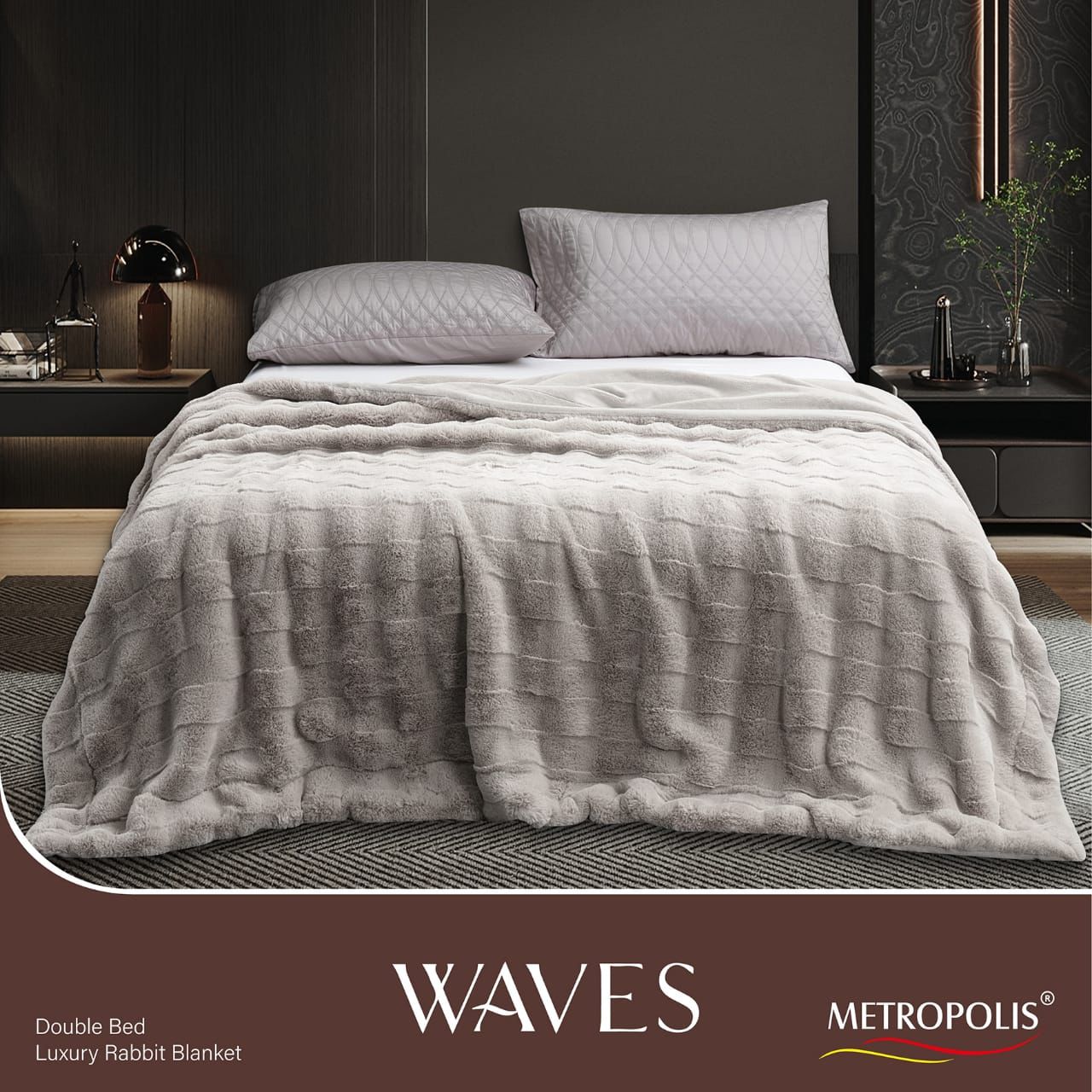 Waves Rabbit Fur Blanket