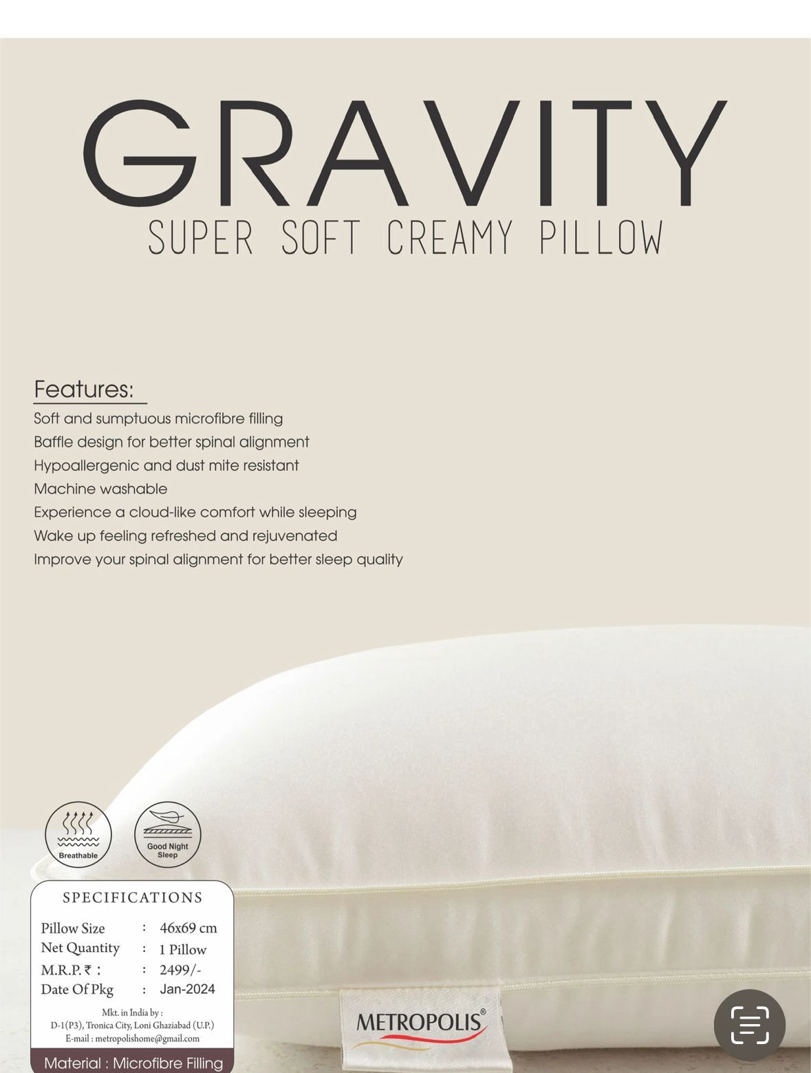 Gravity pillow