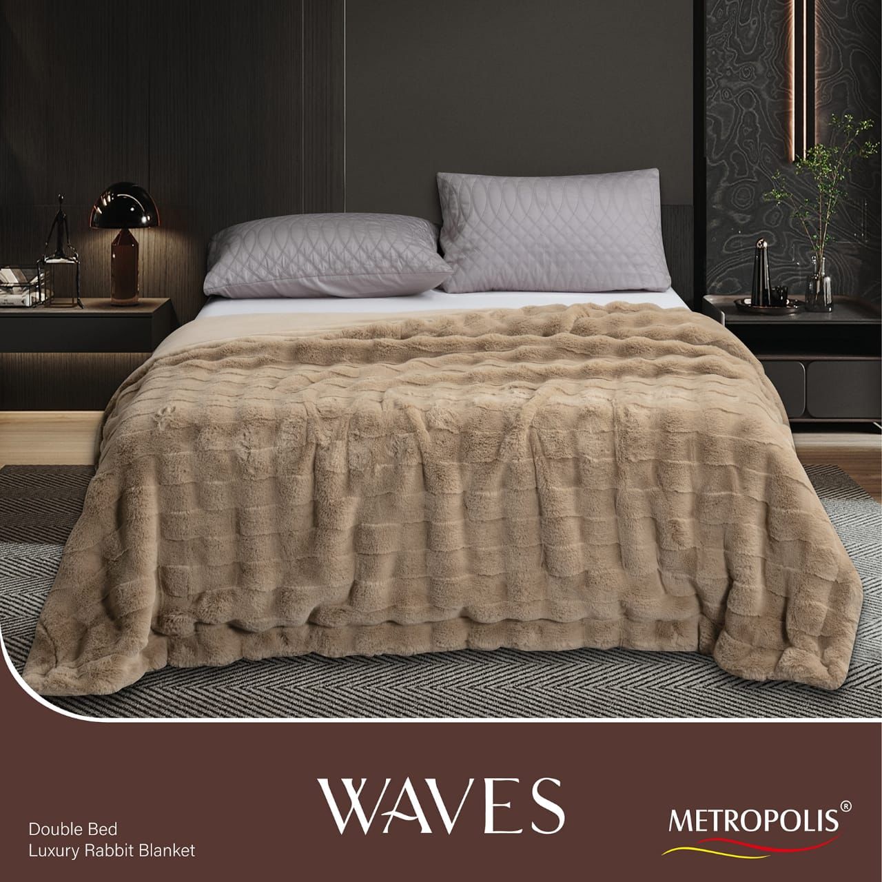 Waves Rabbit Fur Blanket