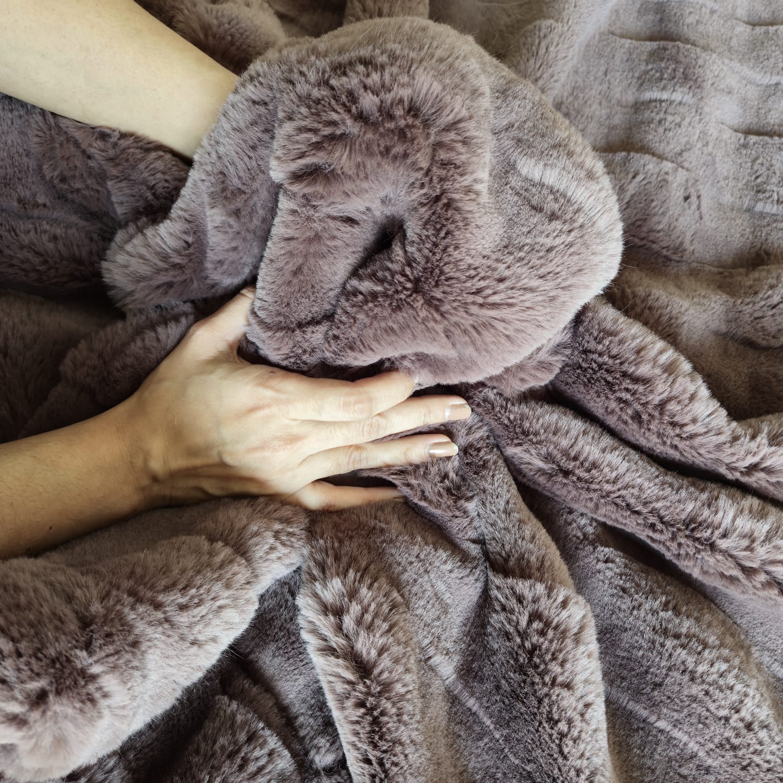 Waves Rabbit Fur Blanket