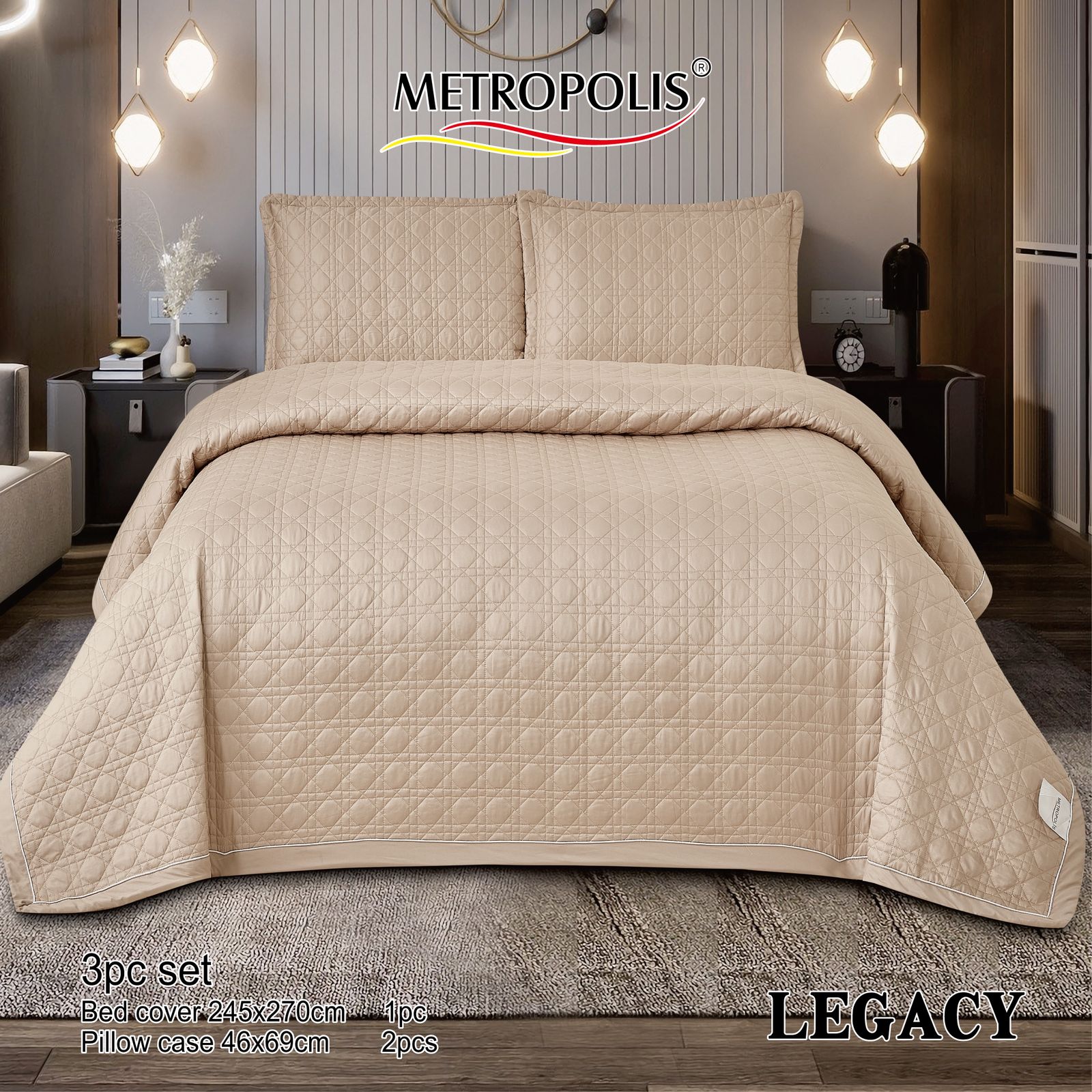 Quilted Bedcover with diamond stitched detailing